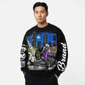 <b>Men's</b> Short Sleeve Regular Fit <b>Turtleneck</b> Streetwear T-Shirt <b>Black</b> Silk Screen Printed Urban Motorcycle 100% Cotton Knitted - Product Image 6