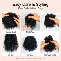 Extensions de cheveux bouclés afro crépus en plumes, 100 % cheveux humains, extensions de cheveux humains bouclés noirs naturels à micro-anneaux pour tresses féminines
