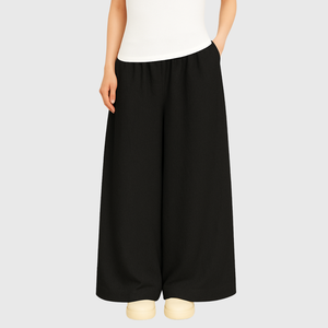 Pantalon large en lin marron clair avec logo personnalisé pour femmes respirant taille moyenne coupe ample - Product Image 3