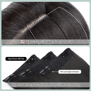 Extensiones de Cabello Sintético Invisibles de 3 Piezas, Rectas, al Por Mayor, Extensiones de Cabello con Clip para Mujer - Product Image 6