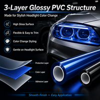 Film adhésif PVC brillant 3 couches pour phares de voiture et moto, film de protection auto-adhésif changeant de couleur, best-seller