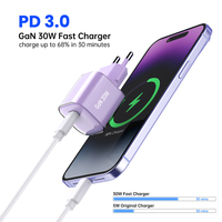 Pengisi Daya Cepat Tommox 30W PD 3.0 Tipe-C Grosir Langsung Pabrik Dapat Disesuaikan OEM/ODM Pengisi Daya Dinding Multi-port untuk iPhone