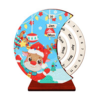 Calendrier de bureau en bois écologique rotatif 3D avec diamants, réutilisable, DIY, calendrier de l'avent perpétuel en strass de forme spéciale