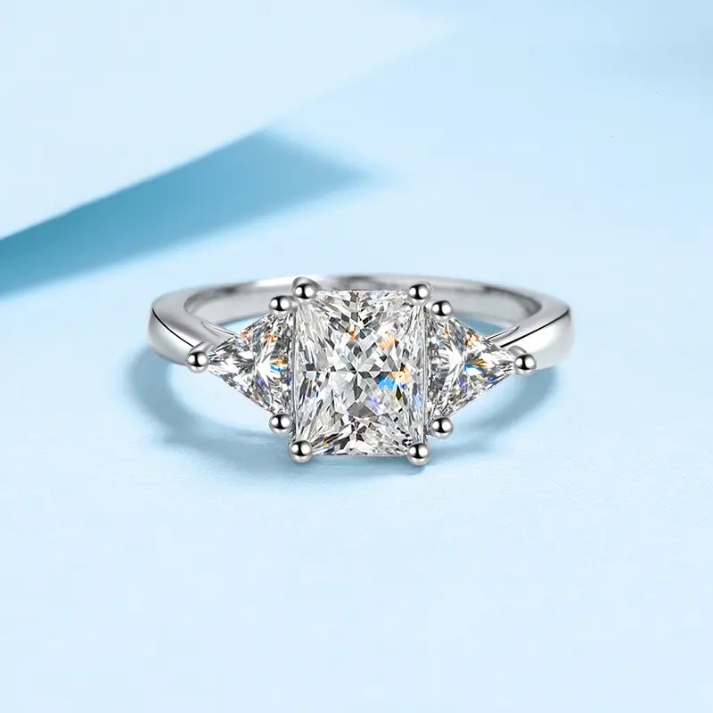 Anel de prata 925 original, 3 carat diamante teste passado esmeralda corte 3 ct d cor brilho moissanite casamento anel pedra preciosa jóias