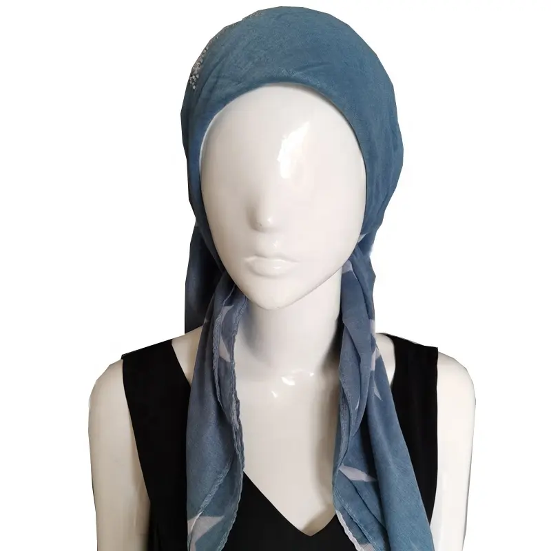 Star style lady head scarf outdoor women cotton viscose scarf with crystals