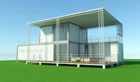 Conteneur préfabriqué de 222 m², 7 unités combinées, maison familiale de 3 chambres avec véranda dans le Sabah