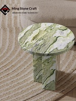 Table d'appoint ronde en marbre naturel de luxe italienne vert irlandais pour salon, mobilier haut de gamme design