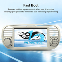 Autoradio Linux 7 pouces IPS pour Fiat 500 2007-2015, CarPlay sans fil, Android Auto, commande au volant, radio FM