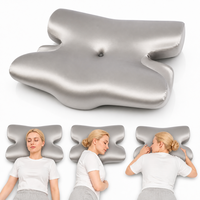 Oreiller ergonomique en mousse à mémoire de forme, forme papillon, avec repose-tête central et découpes latérales, idéal pour un soutien optimal pendant le sommeil