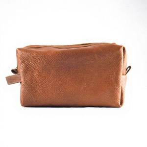 Leather Toiletry Bag Medium Capacity Zipper Closure Soft Handle Simple Style Durable Cosmetic <b>Case</b> - Product Image 1