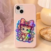 Étiquettes en vinyle personnalisées découpées sur mesure à effet holographique 3D - Décoration de luxe pour boîtes cadeaux, lunettes, ordinateurs portables et coques de téléphone