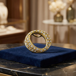 Art Palace Gold Plated 925 Silver Cocktail Ring <b>Crystal</b> Rhinestones Pave Setting Geometric Design Luxury Trendy Unisex Everyday - Product Image 4