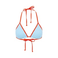 Fabricant OEM, maillots de bain à contraste de couleur, ensemble 2 pièces, logo personnalisé, maillots de bain string plissés de haute qualité pour femmes