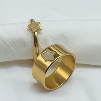 Bagues de couple en acier inoxydable plaqué or imperméable, creuses, en forme de papillon, d'étoile et de cœur, pour femmes et hommes, bijoux de fiançailles et de mariage