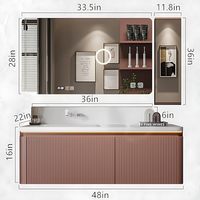 Meuble-lavabo solide monté antique américain au design moderne Meuble de salle de bain évier prêt à l'emploi avec miroir intelligent pour salle de bain