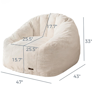 Canapé de sol pouf surdimensionné adultes écologique en forme de coquille en fausse fourrure grand pouf géant - Product Image 6