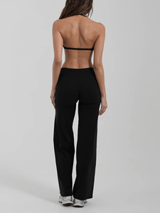 Women Custom Soft Straight Leg <b>Leggings</b> and Halter Bra Set Fitness Yoga <b>Flare</b> <b>Leggings</b> and Bra Workout Set for Women - Product Image 4