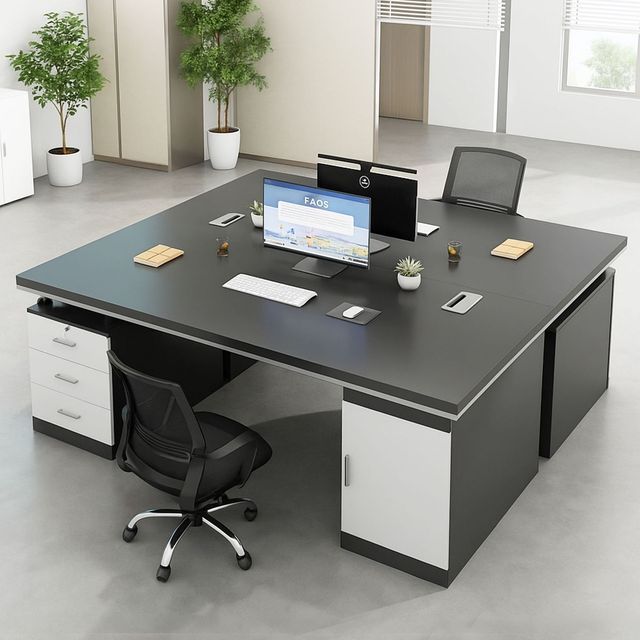 Customizable 4-Way Office Workstation  6 Person Office Workstation  Zero Gravity Office Chair Workstation for Corporate Office