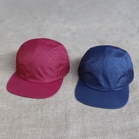 Casquettes vierges en gros personnalisables avec logo, en nylon, séchage rapide, imperméables, perforées au laser, pour la course et le camping, 5 panneaux