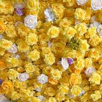 Mur de fleurs artificielles 3D en tissu jaune, fond mural décoratif pour mariage, aménagement d'hôtel, accessoire 5D