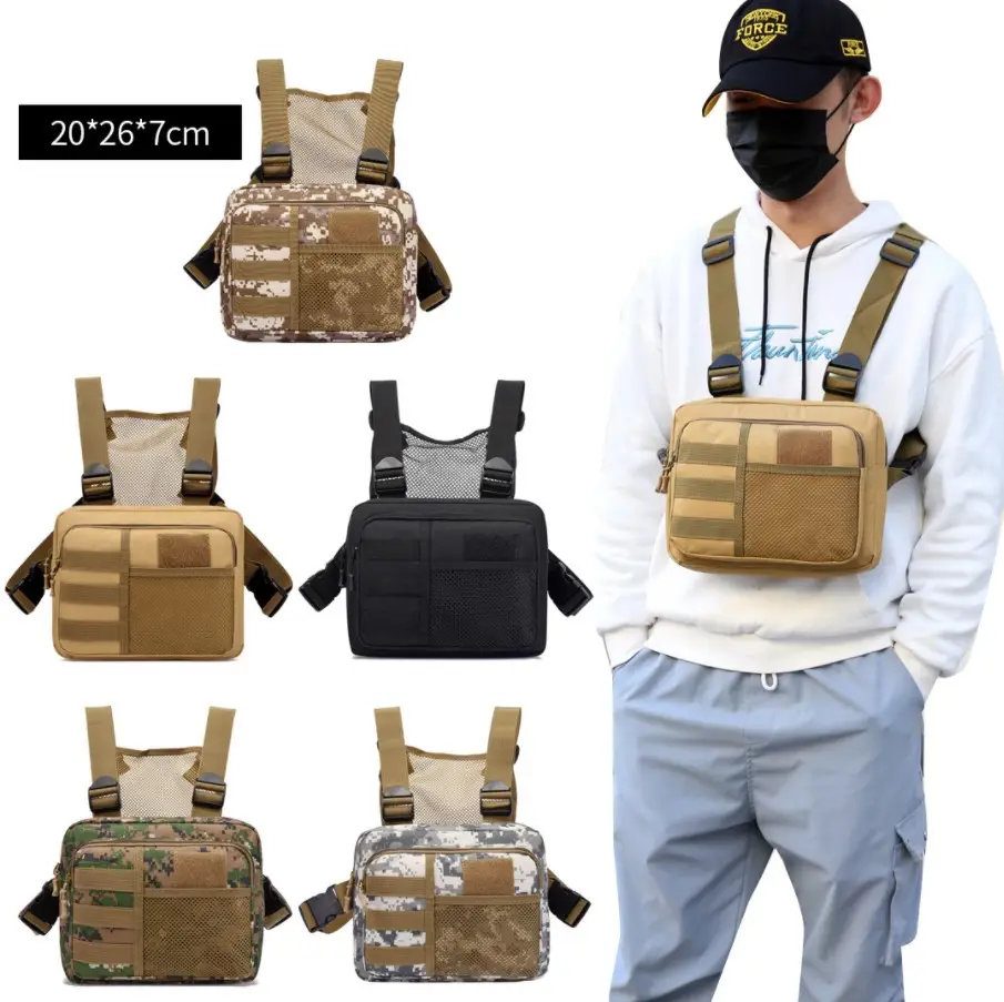 WTB039 all'ingrosso Outdoor Camouflage Men Tactical Vest Chest Bags borse pettorali leggere per uomo borsa sportiva multifunzione