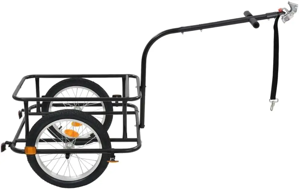 Reboque de carga para bicicletas, estrutura de aço dobrável e rápida, fácil e rápida de fixação