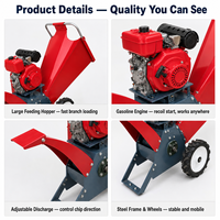 Nouvelle déchiqueteuse de bois professionnelle en acier inoxydable à moteur essence 190, broyeur de branches robuste, machine portable, capacité de 8 cm
