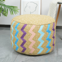 Oreiller et coussin de pouf extérieur doux direct d'usine tissé à la main coussin de siège lombaire tricoté à rayures de couleur naturelle