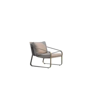 Casual And Simple Outdoor Cafe Terrace Waterproof Stainless Steel Outdoor Dining Chair With Seat Cushion