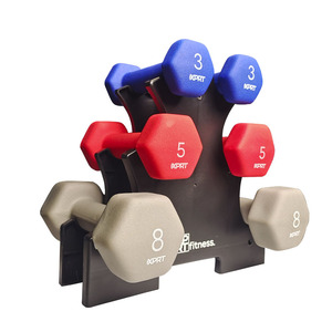 XPRT Fitness Gym Workout Sport Training Fitness Equipment Hex 32 Lb Neoprene <b>Dumbbell</b> Set with Rack - Product Image 1