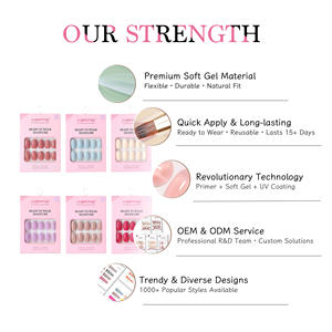 AAIERFEI - 30 Uñas Postizas Ovaladas de Gel Suave, Color Sólido, Populares, Listas para Usar, <span class=keywords><strong>Siempre</strong></span> en Tendencia - Product Image 5