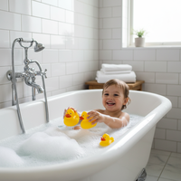 Offre promotionnelle : Canards de bain en caoutchouc imprimés noirs, flottants, assortis, personnalisables, en vrac, jouets animaux en plastique, qui couinent
