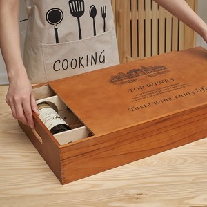 Caja de Madera para Vino, 6 Botellas, Forma de Libro, Hecha a Mano, Color Madera Natural, Rectangular, para Regalo o Almacenamiento - Product Image 2