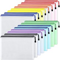 A4 Grille Fermeture Éclair Sac PP Document Organisateurs avec Boîte Motif 10 Couleurs Disponibles Portefeuilles Dossiers Fichier Stockage Taille A6 et A5