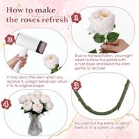 Pivoines artificielles au toucher réel avec longue tige, aspect naturel, fleurs artificielles pour la Saint-Valentin, mariage, fête, décoration de la maison et de la cuisine