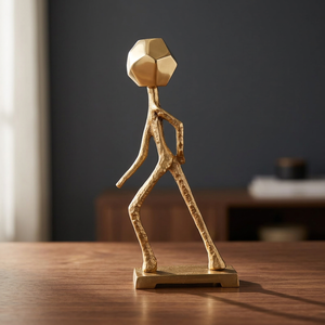 L 20.3 x B 20.3 x H 43.2 cm Human Figurine Sculpture Modern Artistic Tabletop <b>Decor</b> Handmade Geometric Design Living Room - Product Image 2