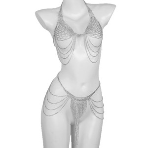 Chaîne de corps ailes d'ange incrustées de diamants, style européen et américain, très tendance, entièrement sertie de diamants, effet brillant. - Product Image 1