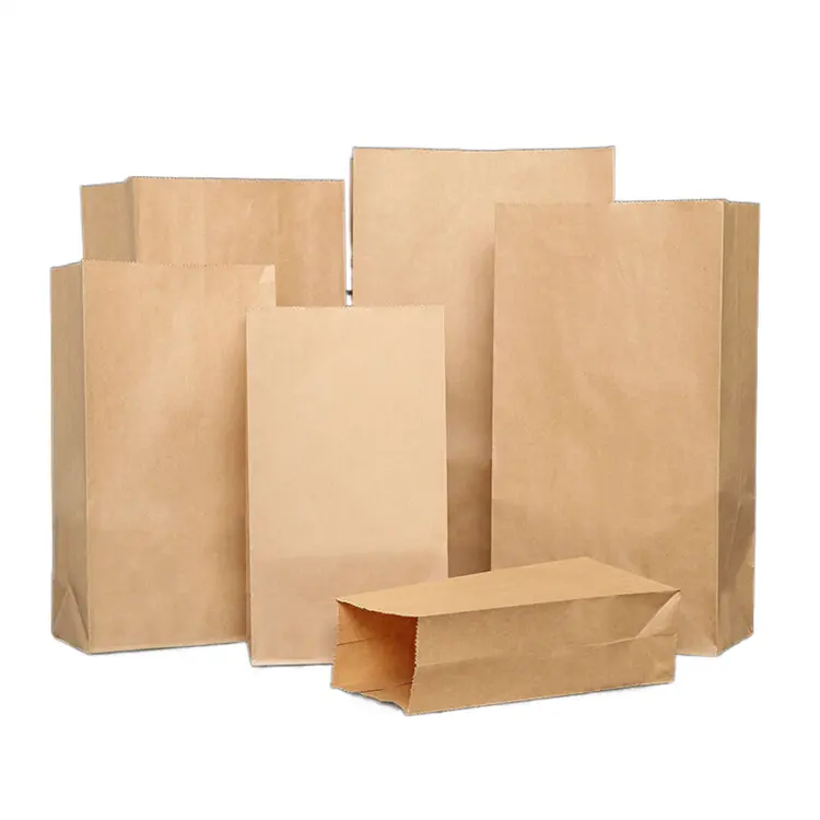 Sacchetti Kraft durevoli riciclati compostabili 100% per merenda sacchetti di carta per il pane da asporto confezione di sacchetti per il trasporto di immagini di imballaggio in cartone