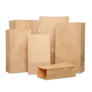 Sacos Kraft 100% Compostáveis Reciclados Duráveis para lanche pão sacos de papel embalagem saco de transporte caixa imagem