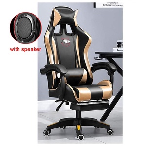 Silla de Juego <span class=keywords><strong>CHAHO</strong></span> Moderna de Alta Calidad, Fabricada en Indonesia y Camboya, en Cuero PU Negro con Altavoces - Product Image 4