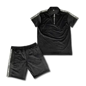 Jogger personnalisé Running Zip Top Short pour homme Survêtement en velours et daim