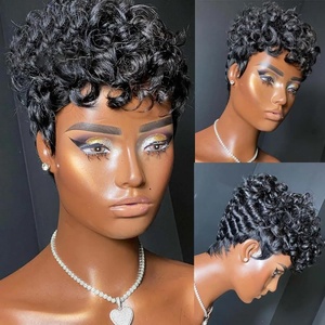 Perruques Sans Colle en Gros Bon Marché <span class=keywords><strong>Cheveux</strong></span> Humains Dentelle Frontale <span class=keywords><strong>Courte</strong></span> <span class=keywords><strong>Coupe</strong></span> Pixie 13*4 Perruques Lace Front <span class=keywords><strong>Cheveux</strong></span> Naturels pour Femmes Noires - Product Image 2