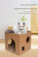 Novayapetix Maisonnette pliable écologique et sûre pour chat, cube à gratter en carton, boîte à gratter pour chaton, lit nid douillet réversible en carton ondulé