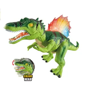 Giocattoli di dinosauro telecomandati in plastica giocattoli di dinosauro a piedi a infrarossi con giocattoli di dinosauro per macchine modello sonoro e leggero per bambini