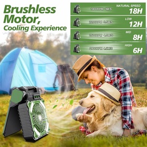 Linterna LED Portátil para Camping con Energía Solar de 10000mAh, Ventilador de 4 Velocidades, Viento Potente, Batería Recargable, Plegable 90° - Product Image 2