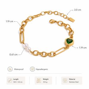 Pulsera de Corazón de Acero Inoxidable Chapado en Oro de 18K con Circonita Cúbica, Amor Eterno, Minimalista, Regalo de Aniversario - Product Image 5
