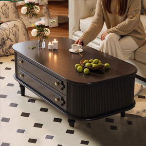 Petite table basse en bois massif de style rétro français pour <span class=keywords><strong>salon</strong></span>, combinaison de tables basses, luxe léger, sensation haut de gamme, style antique - Product Image 2