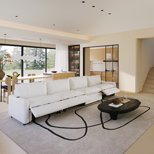 โซฟาปรับเอนไฟฟ้า ATUNUS สไตล์มินิมอล พร้อมที่ชาร์จไร้สาย สำหรับห้องนั่งเล่นและห้องนอน สีขาว แบบโมดูลาร์ - Product Image 2