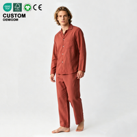 Ensemble de pyjamas en lin pour homme, certifié GOTS, écologique, durable, doux, respirant, léger, vêtements de détente à manches longues, personnalisable