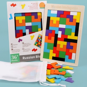 Gioco di Puzzle in Legno Colorato Tangram 3D Gioco Russo STEM Montessori Regalo Educativo Rompicapo per lo Sviluppo dell'Intelligenza - Product Image 2